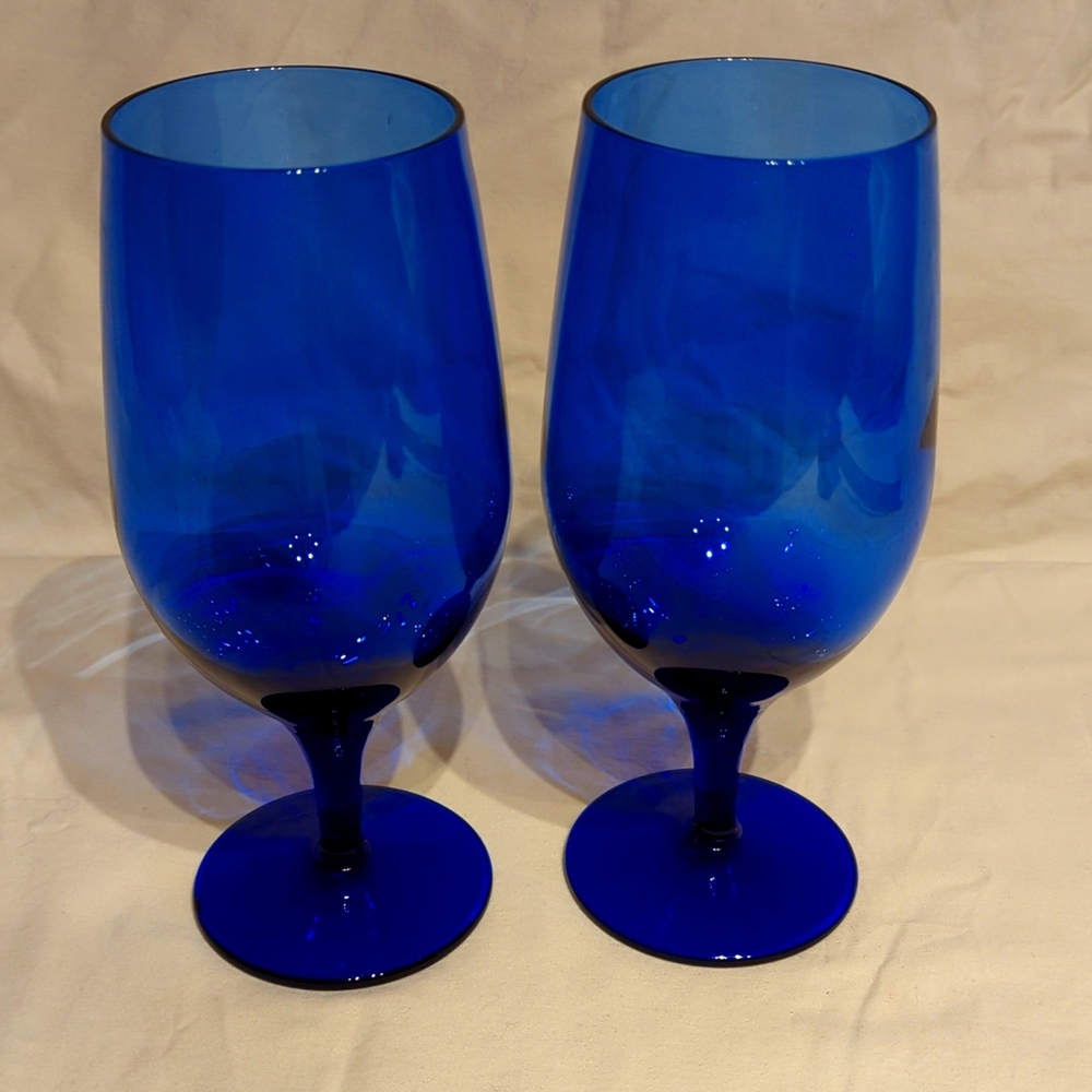 vintage Colbat Blue glass water goblets